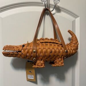 Tommy Bahama Wicker Alligator/Crocodile Handbag in Natural Brown